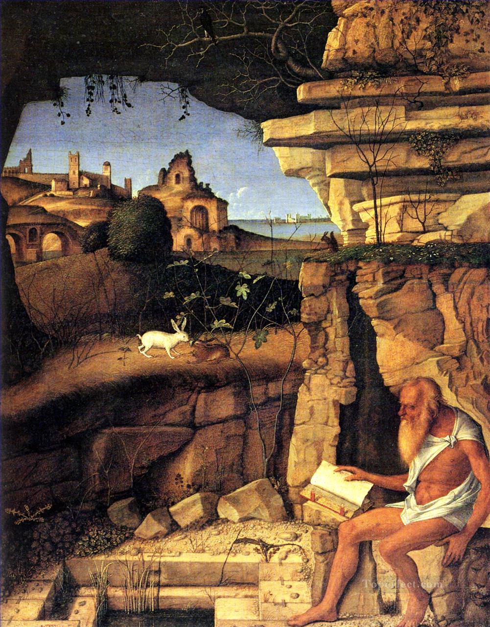 Saint Jerome reading Renaissance Giovanni Bellini Oil Paintings